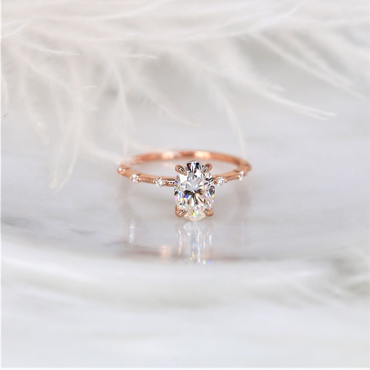 Stunning 2.0 CT Oval Moissanite Engagement Ring with Dainty Design 1
